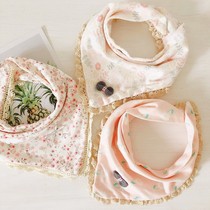 Female baby triangle saliva towel pure cotton infant bib pocket lace double-layer snap scarf Korean version