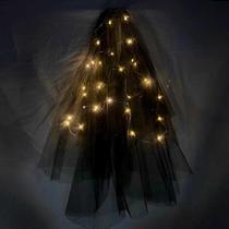 Net red with lamp veil stalls photo props jewelry bow Super fairy light wedding dress black flashing veil