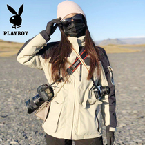 Playboy American version 1990 outdoor overalls men and women models windproof couple mountaineering ski suit coat tide
