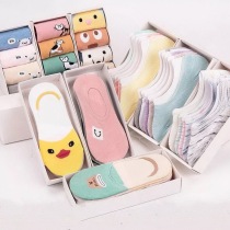 (2-10 double-loaded) Zobalun Sox Children Summer Korean version Non-slip boat Sox Shallow Mouth Invisible Socks Female sweat and deodorant