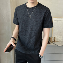 Mens simple round-collar dye short sleeve T-shirt summer casual loose fashion coat puffy handsome simple tide card