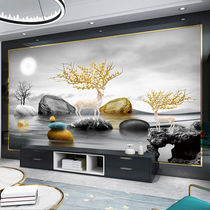 Bamboo and wood fiber integrated wallboard TV background wall luxury modern simple background wall Nordic imitation marble guard