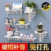Wall shelf wall hanging non-perforated bedroom wall decoration frame partition coat cap storage rack European simple adhesive hook