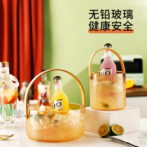 Creative glass ice bucket bar KTV commercial champagne beer red wine home Net red ice block bucket high face value