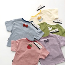 Boy girls short-sleeved shirt summer 2021 new childrens half-sleeved cotton top baby foreign style cartoon shirt