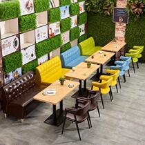 Japanese dessert shop milk tea shop beverage shop table and chair combination coffee shop Western restaurant snack bar against the wall card seat sofa