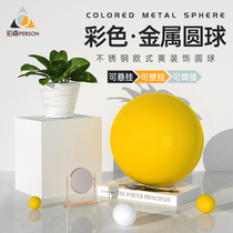 Metal color stainless steel ball European yellow mall window hollow ball ceiling decorative ball Christmas ball ornaments
