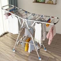 Clothes rack floor folding indoor stainless steel household balcony clothes rack rod baby airfoil drying quilt god 16