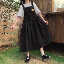 College style summer short sleeve T-shirt Slim Japanese strap dress female students Korean version of long one-piece set