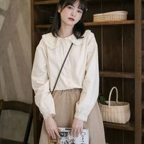 Set college style shirt long sleeve doll collar Japanese loose top spring dress female student