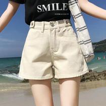 High waist denim shorts womens summer 2021 new style student large size a word Korean edition loose crimped wide leg hot pants