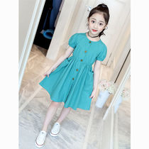 Childrens clothing girls summer dress 2021 new childrens foreign style middle child cotton skirt little girl princess dress
