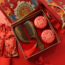 Comb married a pair of happy wedding set wooden comb mirror bride dowry gift box happy newcomer companion gift dowry