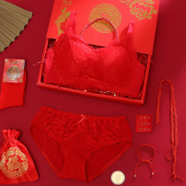 This years big red underwear suit female marriage Tiger sexy bride small chest no steel circle bra