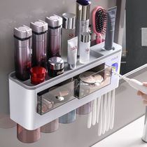 Toothpaste hanger toothbrush rack non-marking wall-mounted hole-free adhesive Automatic toothpaste squeezing device with cup baby