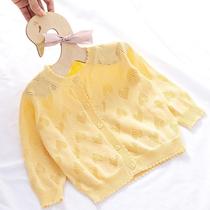 Baby air conditioning shirt Summer baby knitted cardigan thin little girl newborn coat Sunscreen clothing wild style