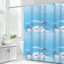 Cool thin non-perforated shower curtain waterproof mildew proof shower curtain curtain bathroom partition curtain hanging curtain bathroom shower curtain