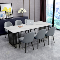 Marble rock board conference table strip Workbench modern light luxury negotiation table intermediary small 46 person long desk