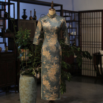 Cheongsam 2021 new autumn authentic female mother retro Republic of China long sleeve dress high-end Chinese style