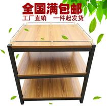 Boutique supermarket steel wood promotion table high-grade wood grain special price table clothing promotion car milk pile head display shelf