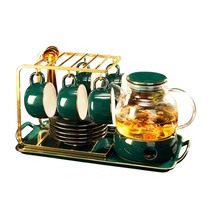 British light luxury afternoon tea Fruit teacup Tea set Tea pot set Fruit glass pot with filter candle plus