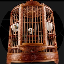Carved thrush bird cage Bamboo boutique high-end hand carved luxury high-end large starling wren bamboo bird cage