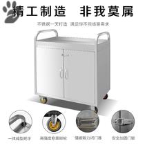 Stainless steel hand push takeaway food truck Stall cart Commercial hotel mobile multi-function drink cart Snack cart