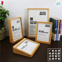 Acrylic table card stand display card photo frame a4A5 QR code payment table milk tea shop collection and payment table card standing card menu price table label hotel desktop vertical wooden advertising small brand