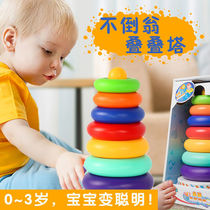 Stored music childrens educational toys Rainbow Tower ring 0-1-2 years old baby baby early education Music Tumbler