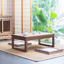 Elm tatami tea table Japanese solid wood bay window table simple small coffee table low table Kang table and room table