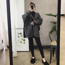 2021 autumn and winter New Korean womens lazy wind loose thick short sweater cardigan sweater coat women