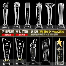 Crystal trophy medal Five-pointed star annual meeting Employee recognition Sports competition award resin souvenir customization