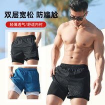 Li Ning official swimming trunks mens anti-embarrassing loose mens swimming trunks flat corner swimsuit set beach pants swimming equipment