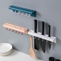 Multi-functional kitchen shelves household hanging wall-mounted dish knife frame with punch-free spoon shovel