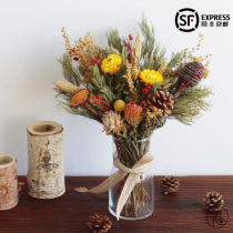 Import dried flowers bouquet real flowers sen xi arrangements table flower decoration floral birthday lucky move light luxury zhuo bai