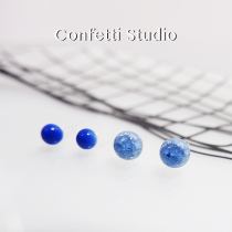 confetti Klein blue blue bright starry sky haze Blue small ball ceramic earrings silver needle earrings female