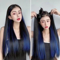 Wig woman long straight hair slice style gradient five-card straight hair slice color pick up and hair sheet Five card pick and dye straight hair