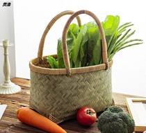 Handmade rattan purchase basket picnic basket carrying bamboo basket with fruit egg basket