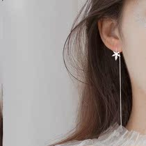 Pure silver earline female summer style with a long style 2021 new tide silver earrings with a thin earring atmosphere super-fairy
