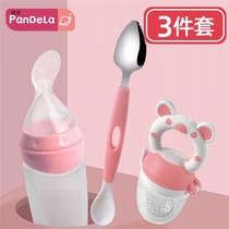 Rice paste spoon Bottle bite bite bag Mud scraper spoon Baby extrusion silicone feeding double-headed auxiliary food tools Baby tableware