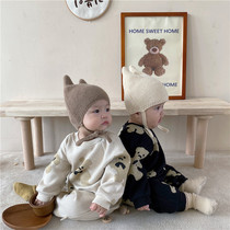 Male baby baby autumn and winter clothing knitted climbing clothing one year old girl one-year-old girl one-piece clothes baby autumn clothes long sleeve