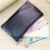  C9 first layer sheepskin mens large-capacity clutch leather zipper bag simple handbag womens long wallet hand