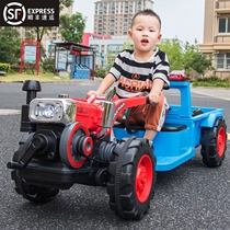 Tractor toy car can sit on people childrens electric hand-held dual-wheel charging car oversized with bucket
