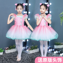 June 1 childrens performance costume fluffy gauze skirt princess skirt girls kindergarten Yun Chuan dance peach cute performance costume