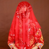 Red hijab Bride red veil shawl Wedding Hi-pa yarn Hi-pa Meng headscarf Chinese wedding mesh hijab