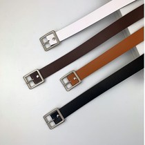 Korean belt silver square buckle soft black Brown soft belt student BF style simple fashion jeans with female