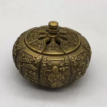 藏出 古董品 乾隆款 古銅器 年年有餘 麒麟蓋 熏香炉 香道具