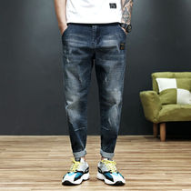 Spring Fall Mens Denim Harynn Long Pants Trending Winter 90% Pants Loose Big Code Elastic Small Foot Casual Dress