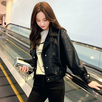 Leather small jacket womens spring and autumn new Korean loose fashion casual short sheepskin leather jacket leather clothes