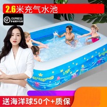 Family inflatable swimming pool Swimming pool Family adults five-story home swimming pool Children 10 years old left summer